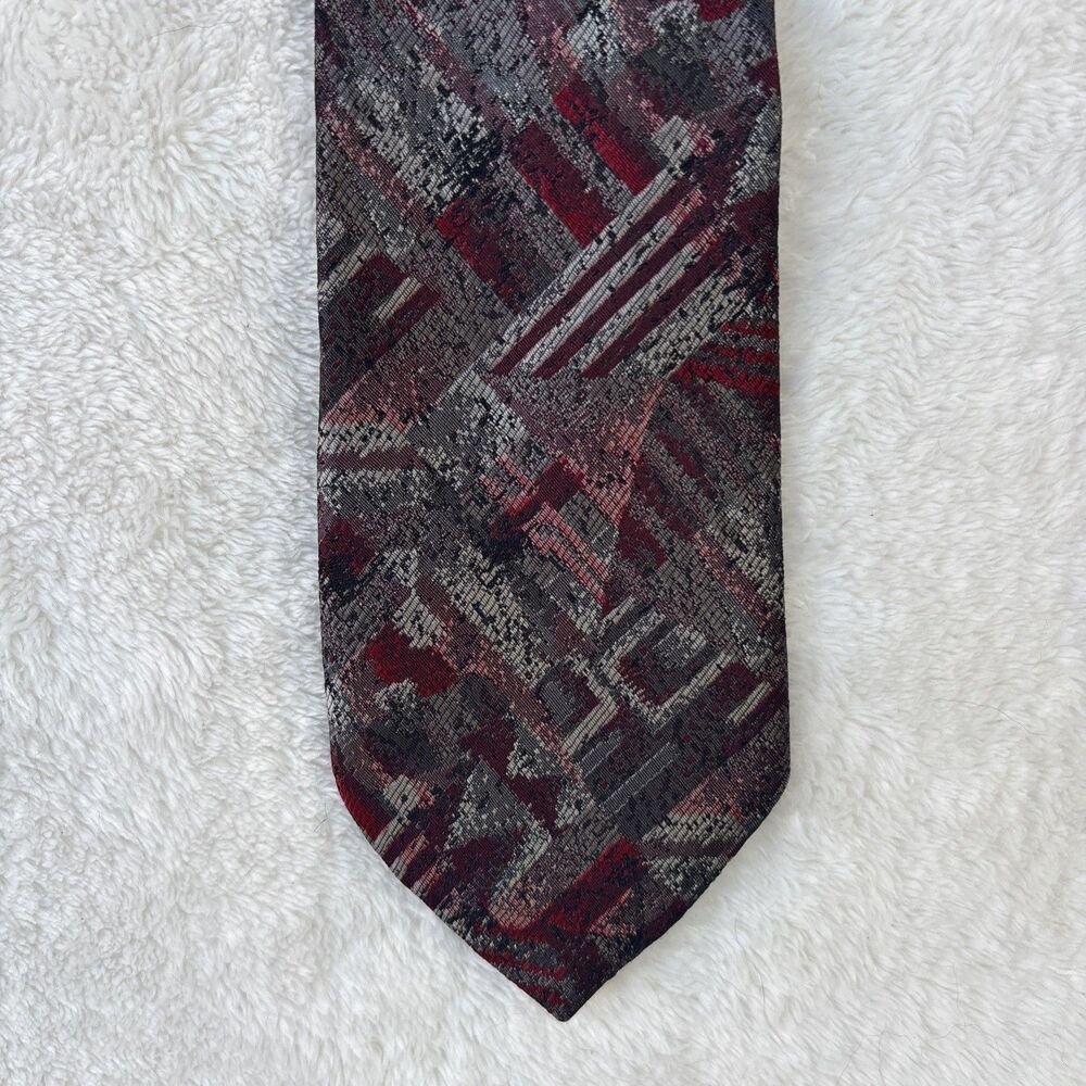 Stefano Milano Tie hundred percent silk 59 inches Burgundy Grey